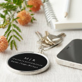 Porte-clés Monogramme ou ajouter un logo Business Black Round (Côté)