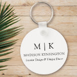 Porte-clés Monogramme ou ajouter un logo Business Round<br><div class="desc">Porte - clé ronde minimaliste moderne. Noir & Blanc ou choisissez vos couleurs personnalisées. Parfait pour les petites entreprises, les marques d'entreprise, les travailleurs indépendants, les foires commerciales ou les échanges d'événements et plus encore. Facile à personnaliser avec vos initiales monographiques, nom et information d'entreprise, titre de poste, slogan ou...</div>