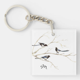 Porte-clés Monogramme ou nom personnalisé Magpie Famille Oise