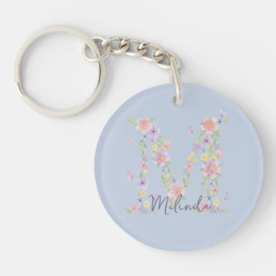 Porte-clés Monogramme Papillon Floral Vintage
