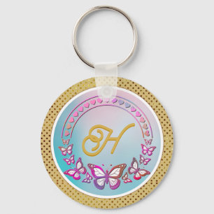 Porte-clés Monogramme papillon personnalisé