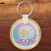 Porte-clés Monogramme papillon personnalisé (Recto)