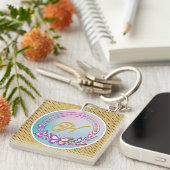 Porte-clés Monogramme papillon personnalisé (Devant Droit)