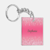 Porte-clés Monogramme Parties scintillant à séchage rose Glam (Devant gauche)