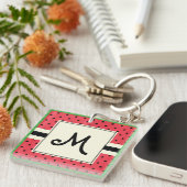 Porte-clés Monogramme pastèque motif design fruit d'été (Devant Droit)