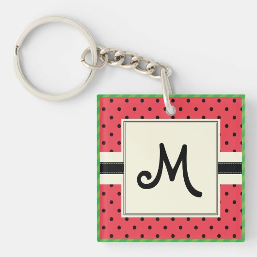 Porte-clés Monogramme pastèque motif design fruit d'été (Devant)