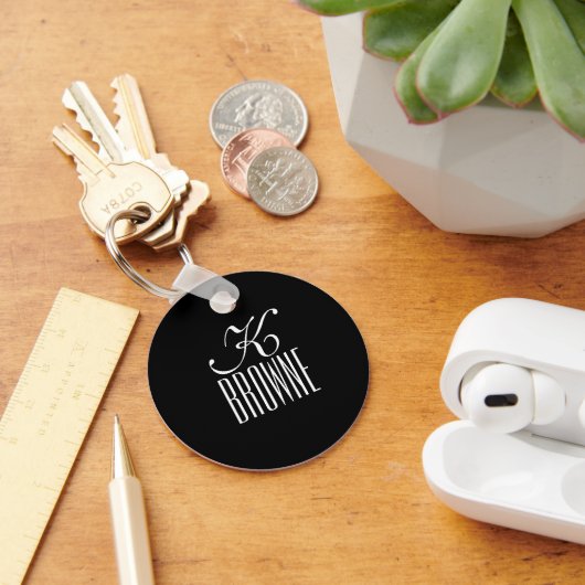 Porte-clés Monogramme personnalisable Design noir et blanc | (Bureau)