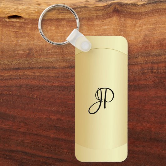 Porte-clés Monogramme personnalisable Nom initial Faux Gold (Recto)