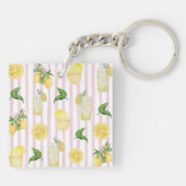 Porte-clés Monogramme Personnalisé Aquarelle Lemons Lemonade (Dos)