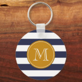 Porte-clés Monogramme personnalisé Bleu de marine (Recto)