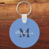 Porte-clés Monogramme Personnalisé Bleu Jacinthe et Indigo (Recto)