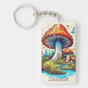 Porte-clés Monogramme personnalisé champignon psychédélique c