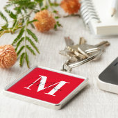Porte-clés monogramme personnalisé chic et pop rouge (Côté)