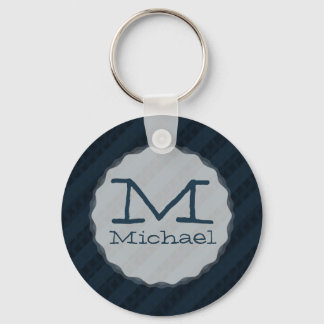 Porte-clés Monogramme personnalisé Classy Dark Navy version 2