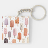Porte-clés Monogramme Personnalisé Cute Popsicle Motif (Dos)