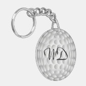 Porte-clés Monogramme personnalisé de boule de golf (Devant gauche)