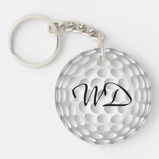Porte-clés Monogramme personnalisé de boule de golf (Devant)