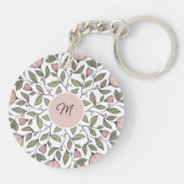 Porte-clés Monogramme personnalisé de fleurs délicates (Dos)
