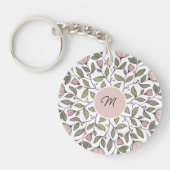 Porte-clés Monogramme personnalisé de fleurs délicates (Devant)
