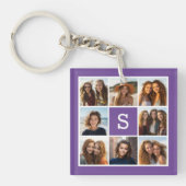 Porte-clés Monogramme personnalisé Eggplant et collage photo (Devant)