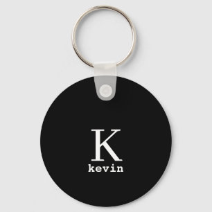 Porte-clés Monogramme personnalisé élégant moderne noir