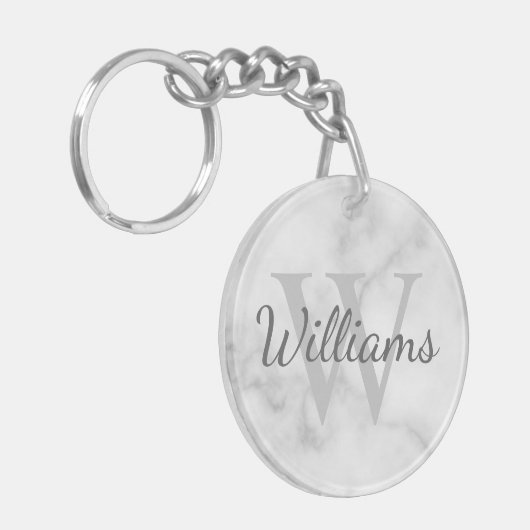 Porte-clés Monogramme personnalisé et apparence de marbre de  (Devant gauche)