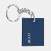 Porte-clés monogramme personnalisé, marine bleu foncé (Devant gauche)