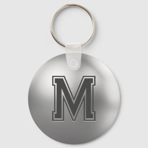 Porte-clés Monogramme personnalisé Métal brossé Cool