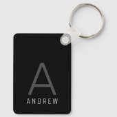 Porte-clés Monogramme personnalisé Métal noir (Verso)