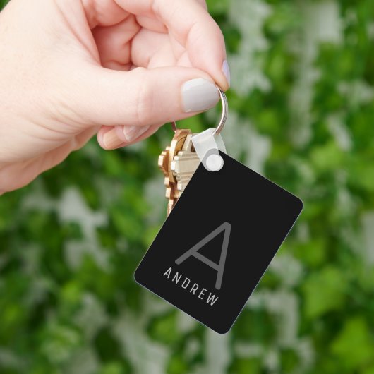 Porte-clés Monogramme personnalisé Métal noir (main)