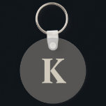 Porte-clés Monogramme personnalisé moderne<br><div class="desc">Ce porte - clé mignon avec votre initiale des deux côtés du porte - clé avec des couleurs grises élégantes. Personnalisez-le maintenant pour ajouter votre monogramme initial.</div>