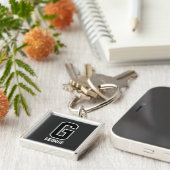 Porte-clés Monogramme personnalisé noir blanc pour lui (Côté)
