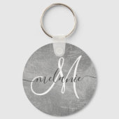 Porte-clés Monogramme personnalisé Nom Écriture manuscrite Fe (Verso)