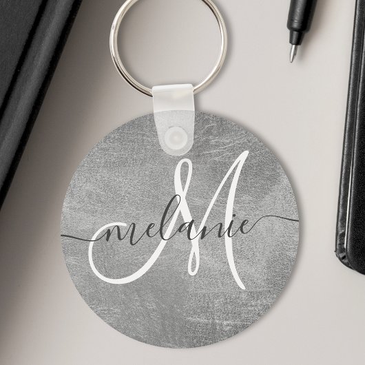 Porte-clés Monogramme personnalisé Nom Écriture manuscrite Fe