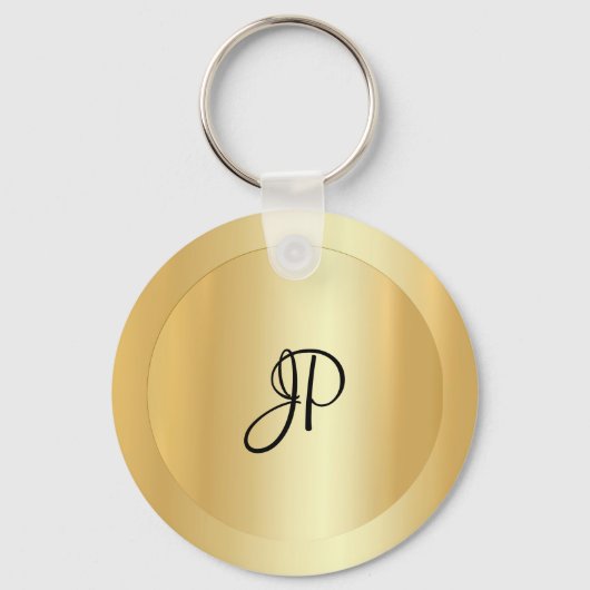 Porte-clés Monogramme personnalisé Nom initial Faux Gold Modè (Recto)