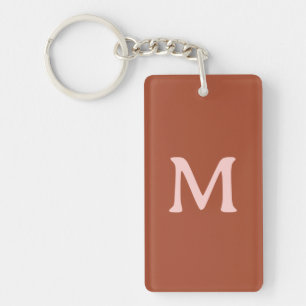 Porte-clés Monogramme personnalisé orange brûlé