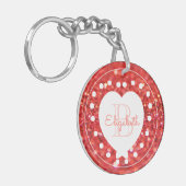 Porte-clés Monogramme personnalisé Parties scintillant corail (Devant gauche)