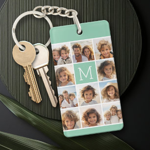 Porte-clés Monogramme personnalisé photo Collage de photo un