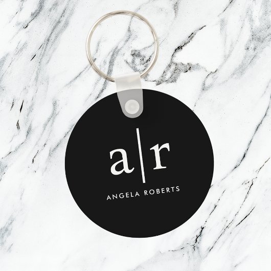 Porte-clés Monogramme personnalisé | Porte - clé noir classiq
