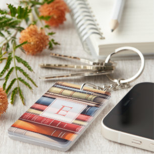 Porte-clés Monogramme personnalisé pour amateur de livres