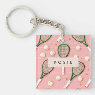 Porte-clés Monogramme Personnalisé Retro Tennis Racket Motif