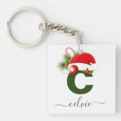 Porte-clés Monogramme personnalisé simple Noël (Devant)