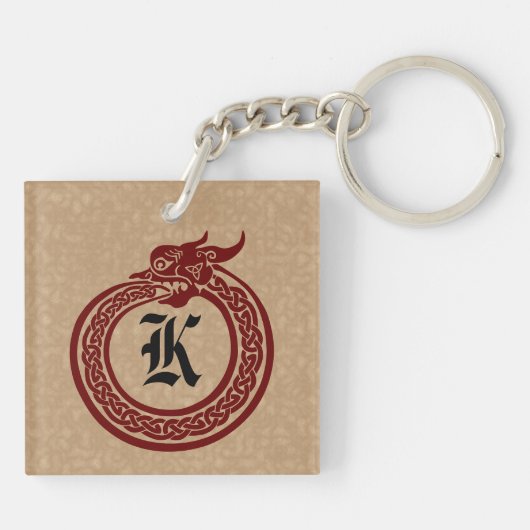 Porte-clés Monogramme personnalisé Style Celtique Ouroboros (Dos)