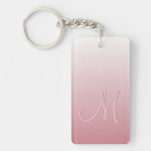 Porte-clés Monogramme Personnalisé Sur Ombre Coral Blush Pink