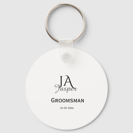 Porte-clés Monogramme personnalisé témoin témoin nom date (Recto)
