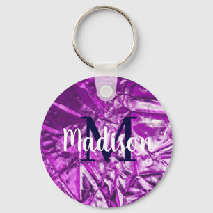 Porte-clés Monogramme personnalisé violet luxueux Personnalis