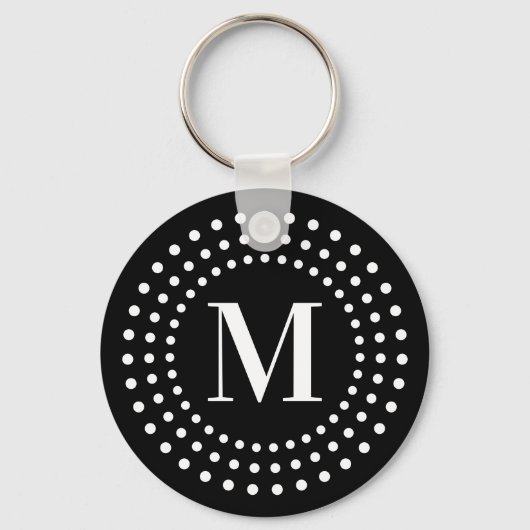 Porte-clés Monogramme photo initiale retro points radiaux noi (Recto)