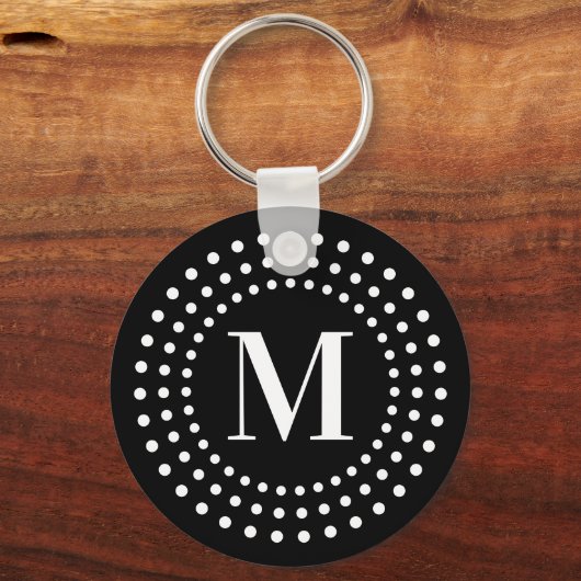 Porte-clés Monogramme photo initiale retro points radiaux noi (Recto)