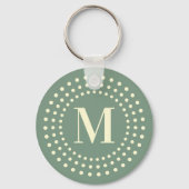 Porte-clés Monogramme photo initiale retro radiale point sage (Recto)