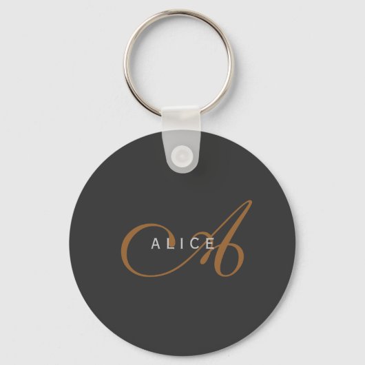Porte-clés Monogramme plat tendance Nom initial (Recto)